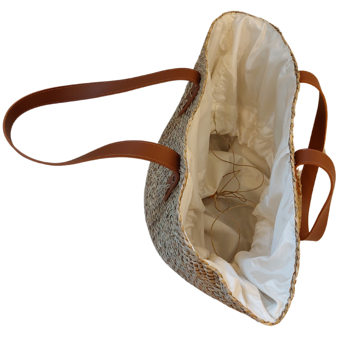 Straw (Seagrass) Bag with Leather