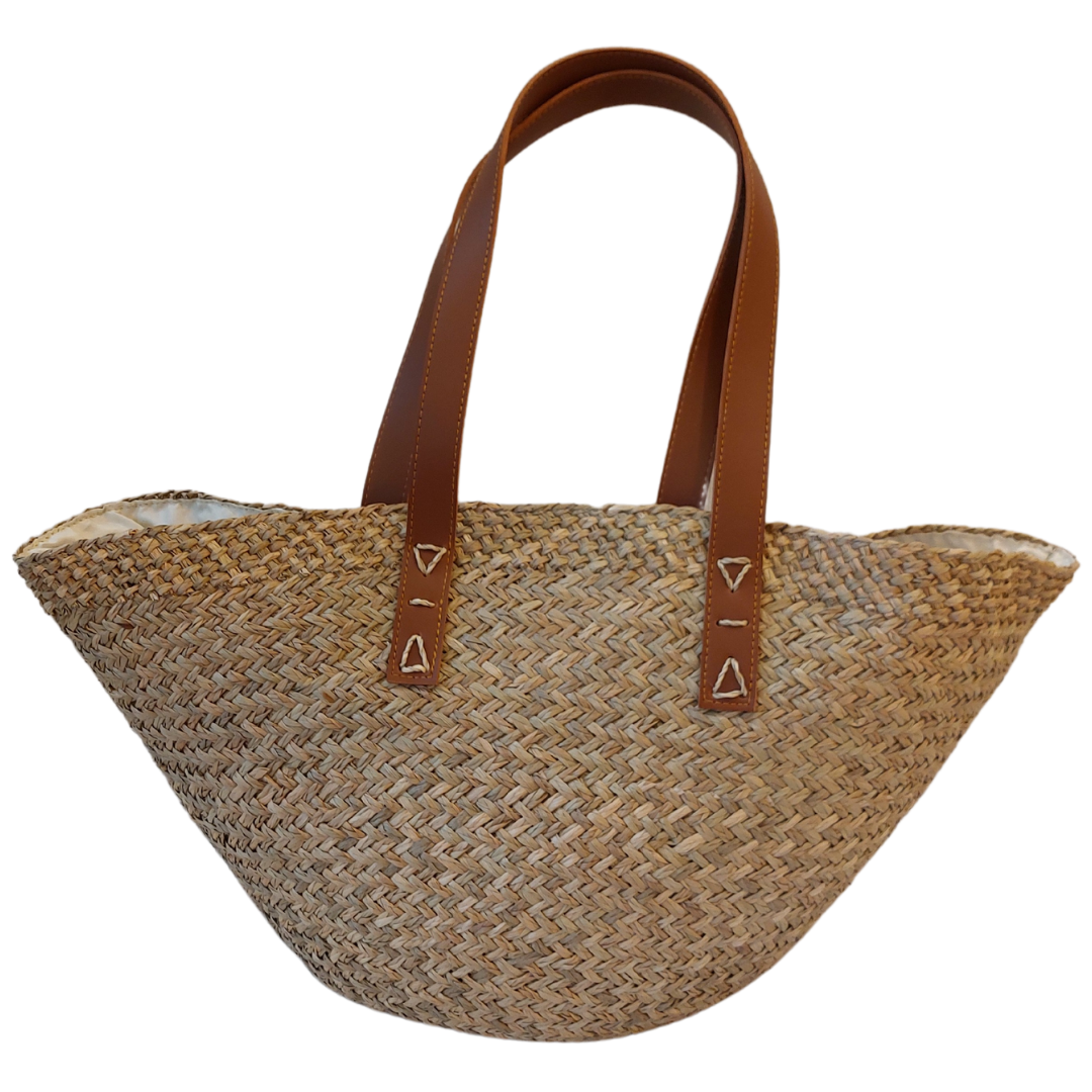 Straw (Seagrass) Bag with Leather