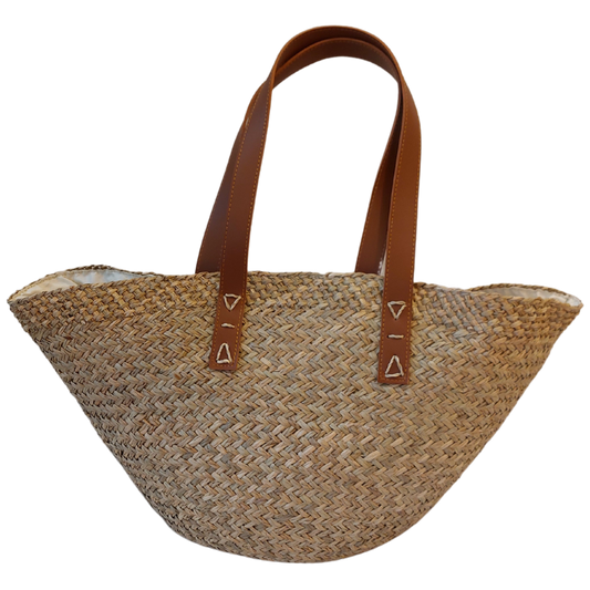 Straw (Seagrass) Bag with Leather