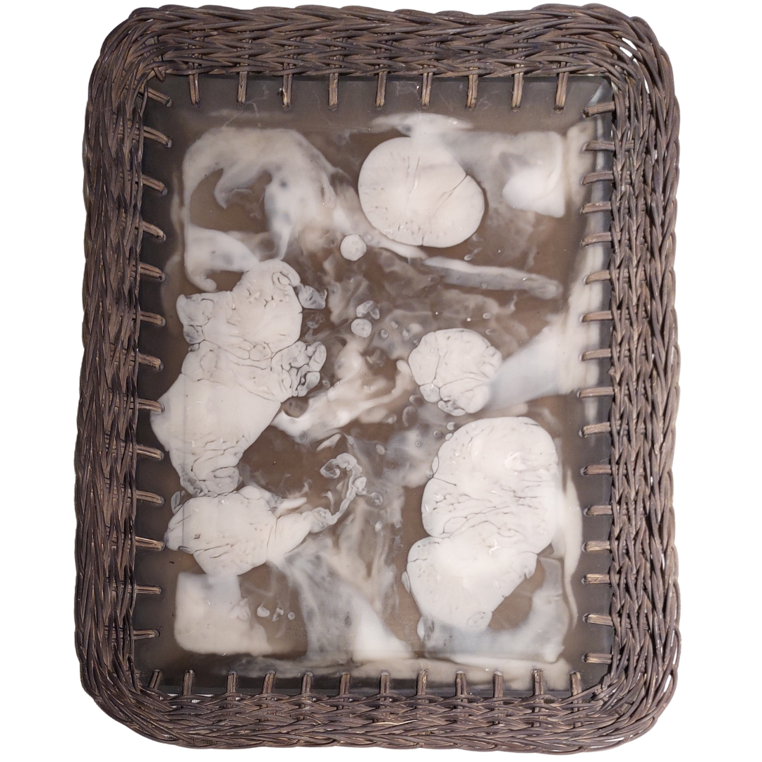 Serving Resin Tray With Rattan For Home & Kitchen Decor