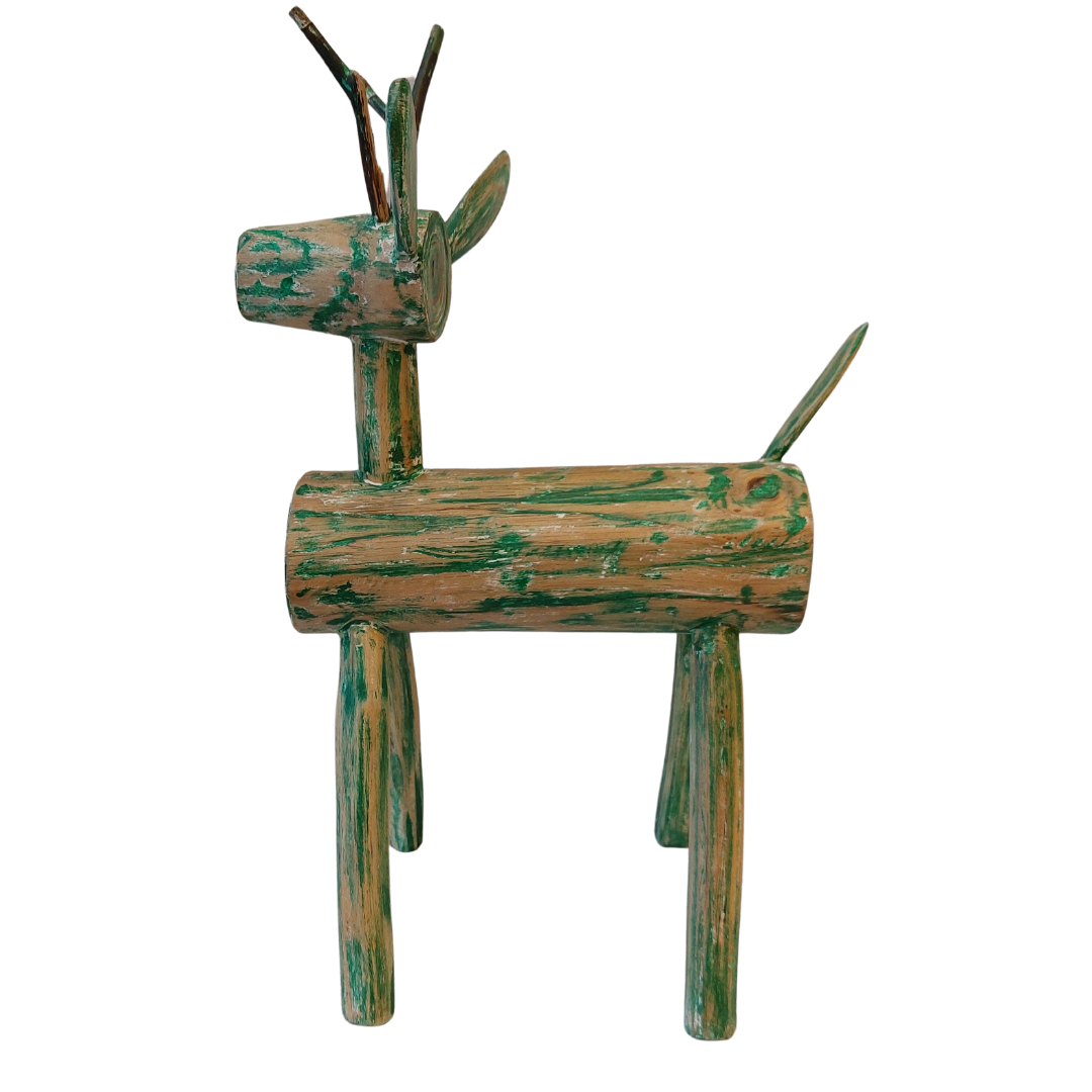 Eco Teak Wood Deer Toys Decor For Home