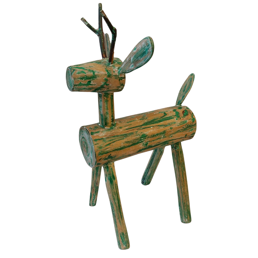 Eco Teak Wood Deer Toys Decor For Home