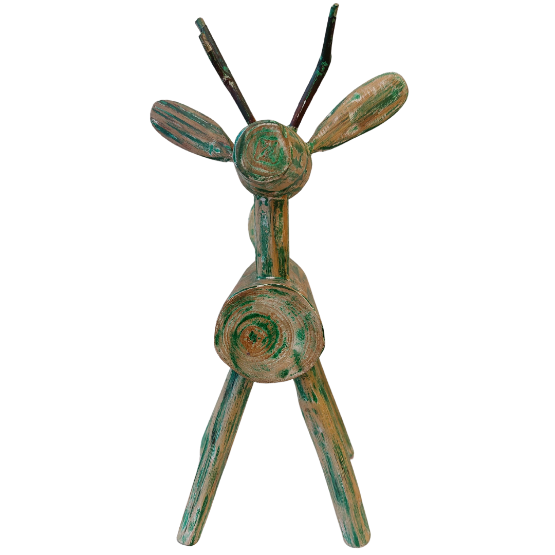 Eco Teak Wood Deer Toys Decor For Home