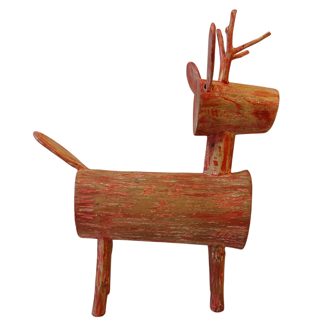 Eco Teak Wood Deer Toys Decor For Home