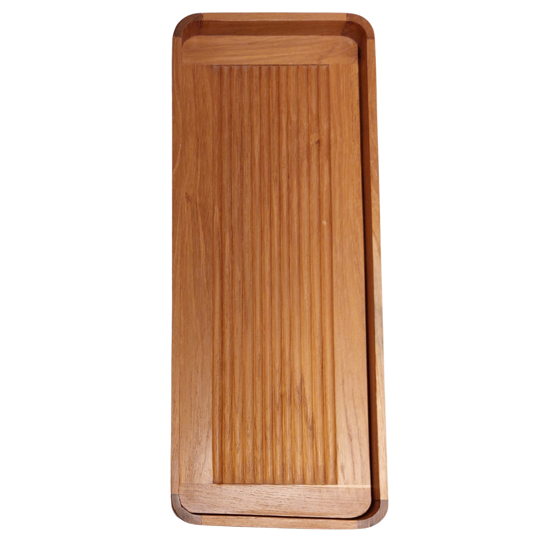 Large Serving Wooden Tray Set For Home & Kitchen