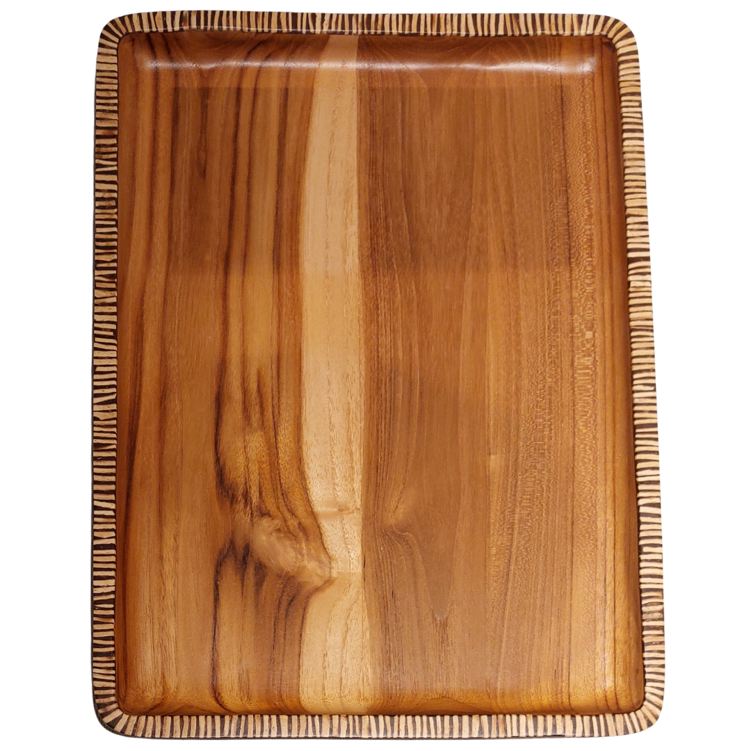 Large Serving Wooden Tray Set For Home & Kitchen